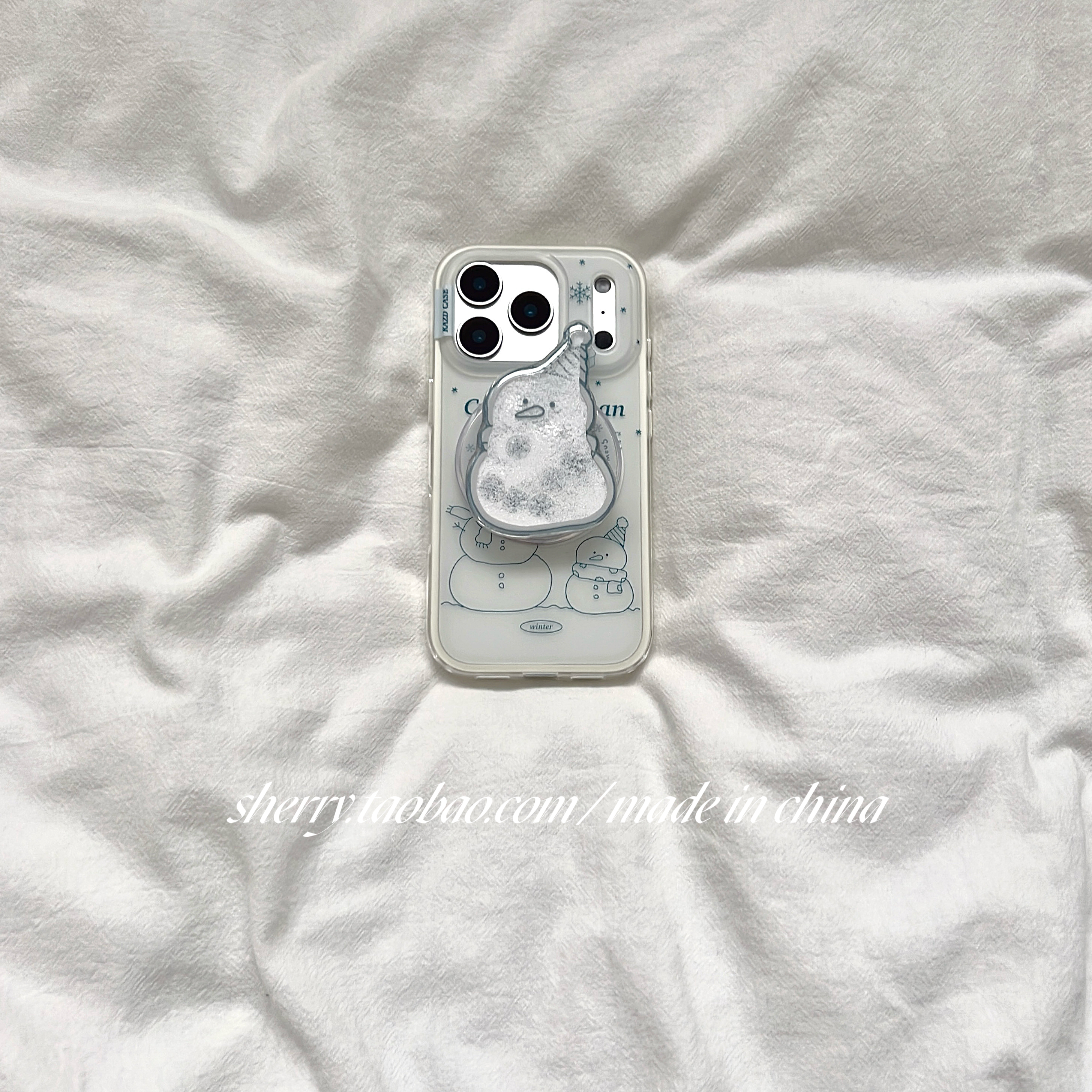 简约ins肤感线条雪人手机壳磁吸