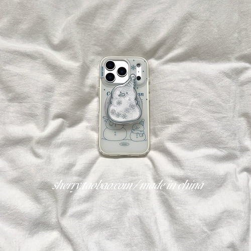 简约ins肤感线条雪人手机壳磁吸