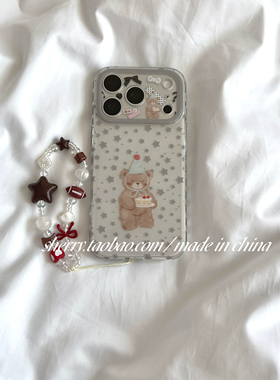 SHERRY*ins风细闪满屏星星蛋糕小熊适用于苹果17ProMax手机壳iPhone16Pro小众少女心15简约14小清新卡通可爱