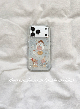 SHERRY*ins风蓝色晕染雪人星星人适用于苹果17ProMax手机壳iPhone16Pro小众少女心15简约14小清新卡通可爱萌