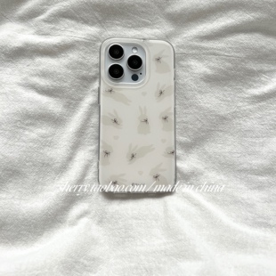 ins温柔肤感奶油蝴蝶结兔子双层适用于苹果16ProMax手机壳iPhone15Pro小众14少女心13清新12可爱磨砂 SHERRY