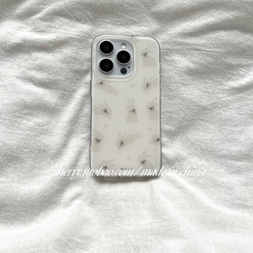 雪莉奶油双层蝴蝶结兔磨砂手机壳