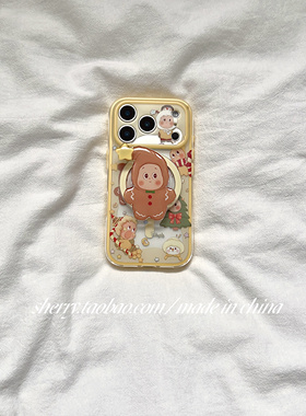 SHERRY*ins风肤感黄边圣诞树星星磁吸适用于苹果17ProMax手机壳iPhone16Pro小众少女心15简约14清新卡通可爱