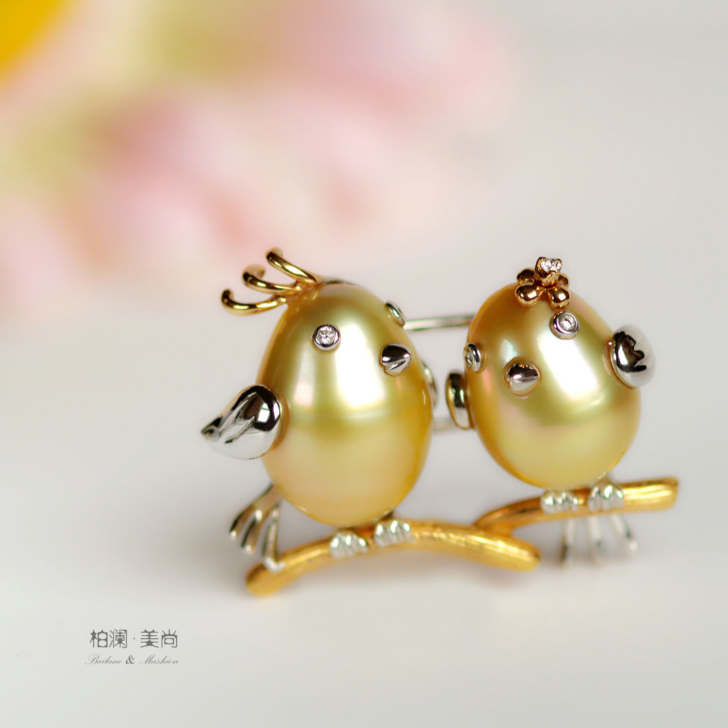 柏澜美尚天然海水珍珠18k胸针