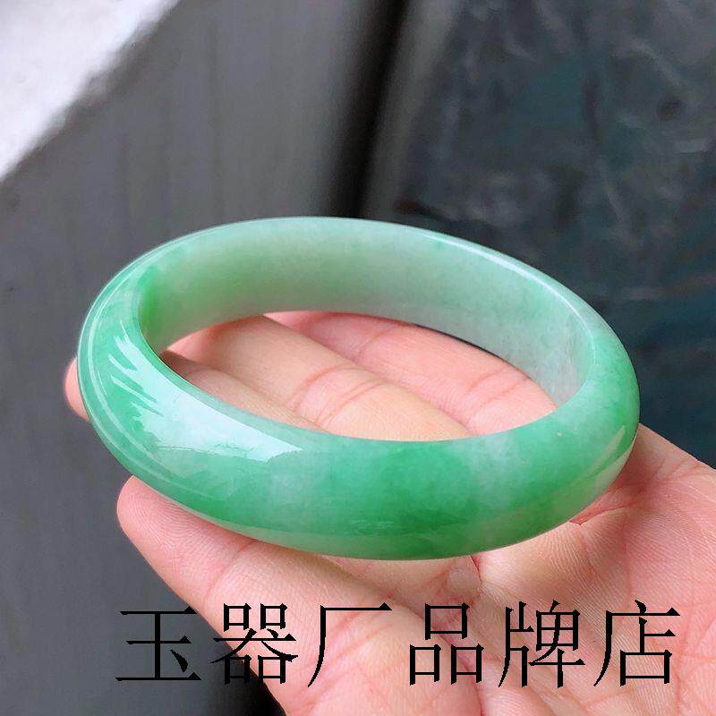 缅甸翡翠色冰种阳绿紫罗兰春彩红翡墨翠雪花棉贵妃圆条手镯送礼物