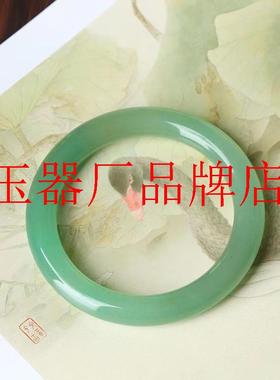 高端东陵玉手镯汉服油青显白玉镯送妈妈礼物绿色翡翠色胖圆条镯饰