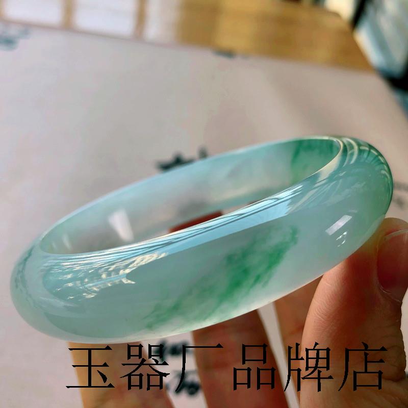 缅甸翡翠手镯冰种飘花玉手镯少女款玉石手镯冰种翡翠玉镯子送礼