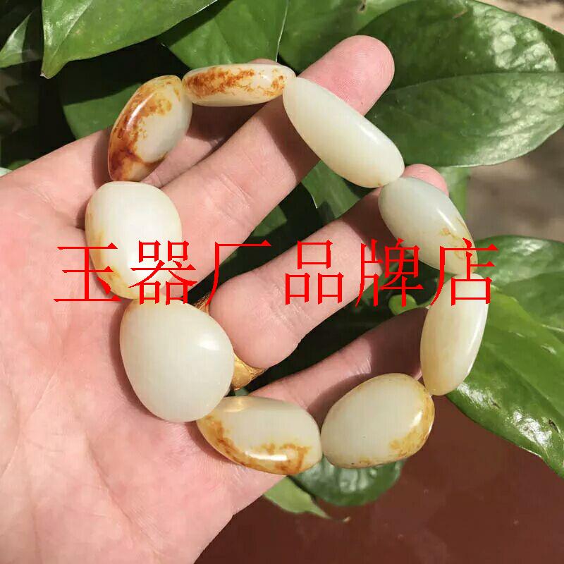 精品老坑和田玉原石油润细腻光滑白玉籽料手链男女款玉器玉石手链