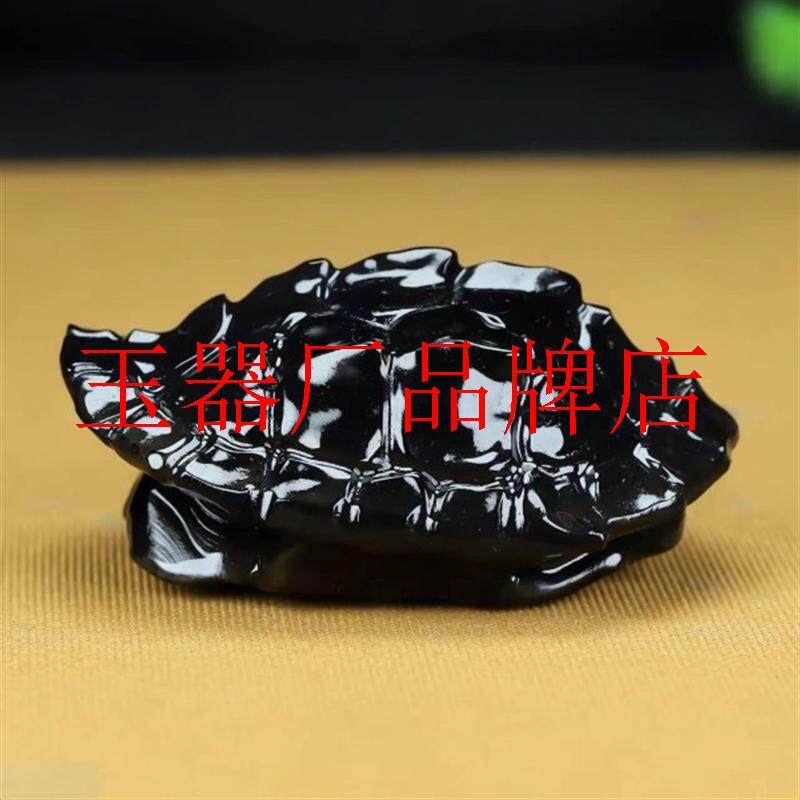 老坑和田玉墨玉山料龟壳手把件黑羊脂手玩件小摆件玉石手饰品送礼