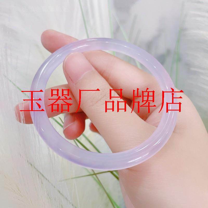 一步一响小清新浅紫色小圆条手镯芋泥啵啵叮当镯长春花色美人玉镯