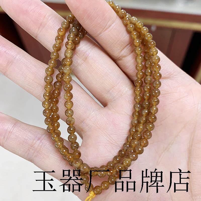和田玉且末糖玉多圈手链精炼女款简约百搭圆珠链子玉石红糖挂件绳