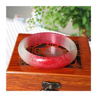 岫玉鸡血石手镯高品质白血丝玉镯子时尚款正圈贵妃镯女款手饰饰品