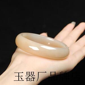老坑高端和田玉藕粉手镯高端玉石玉器女款气质手环玉镯子手饰百搭