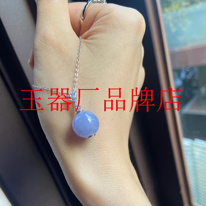 干青翡翠色转运圆珠新款吊坠紫罗兰百搭显白新中式叠戴女款锁骨链