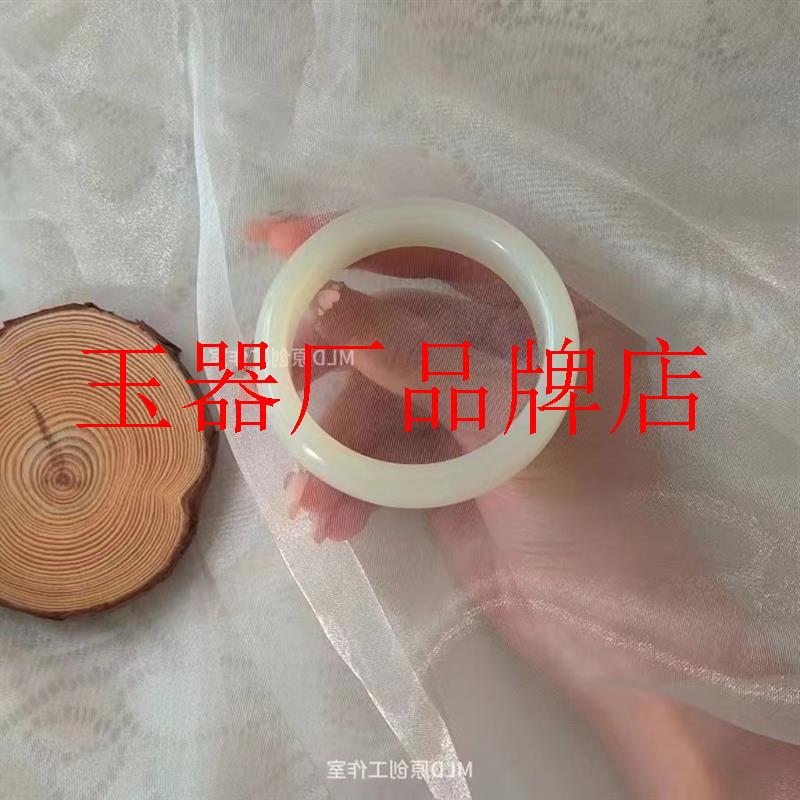 精选老坑和田玉冰种正圈胖圆条手镯宽条羊脂白玉晴水贵妃镯百搭款