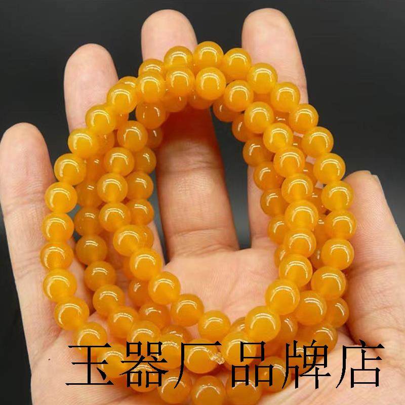 项链女天然老黄玉手串黄龙玉籽料男云南玉石108颗佛珠官方旗舰店