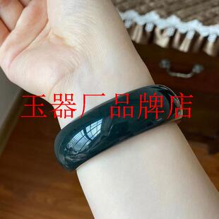 老坑和田玉手镯冰底鸭蛋青玉镯子女款且末蓝手镯气质女款塔青玉镯