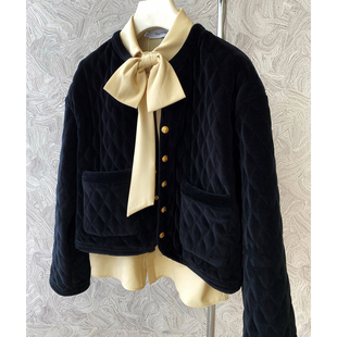 外套 显瘦百搭高级感时髦冬装 高阶精致欧货短款 丝绒棉衣棉服女薄款