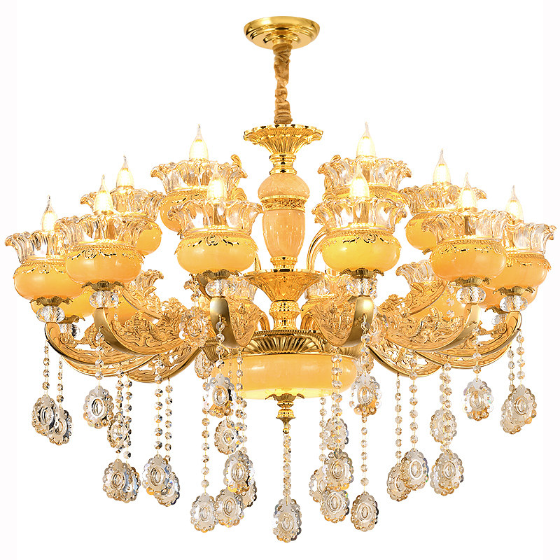 新款欧式高档大气客厅玉石吊灯酒店大堂大吊灯别墅复式楼豪华灯具