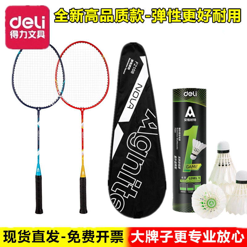 得力文具品牌儿童小学生家庭用安格耐特羽毛球拍超轻成人双拍耐打
