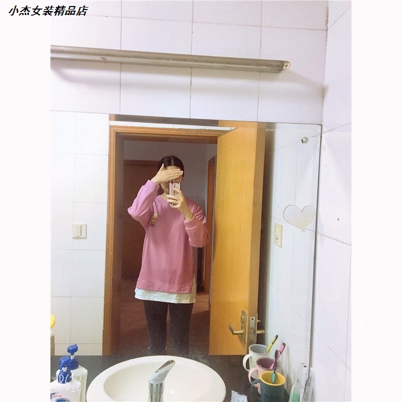 时尚宽松外套潮秋冬季年韩版假两件卫衣中长款薄款新款女2026