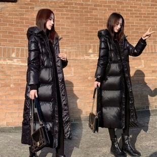 秋冬黑色羽绒棉服韩版长款亮面棉衣女加厚修身棉袄潮外套2026