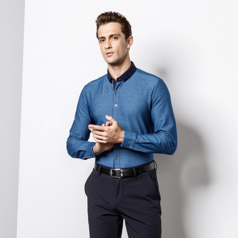 luka dilong路卡迪龙男长袖t恤棉弹舒适潮流拼接翻领开襟t恤2680