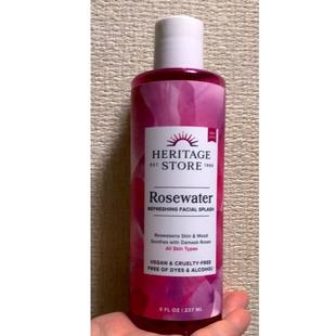 包邮 美国Heritage Store 玫瑰水 焕活保湿深层补水爽肤水 237ml