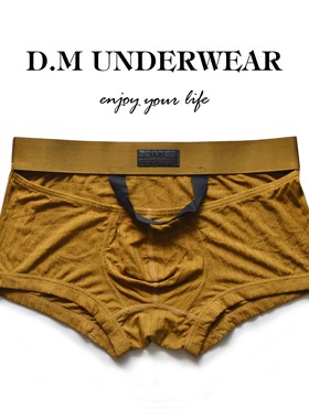D.M男内裤低腰性感纯色平角裤吊带镂空透气四角裤个性条纹莫代尔