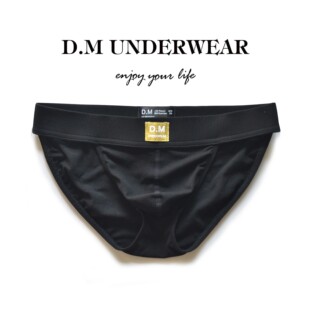 D.M男内裤低腰 金标高叉螺纹简约基础青年潮人棉性感纯色三角裤