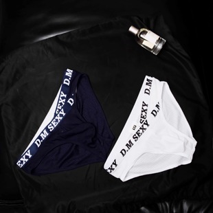 网眼三角裤 低腰性感字母运动透气夏季 锦纶纯色**** 内裤 D.M男士