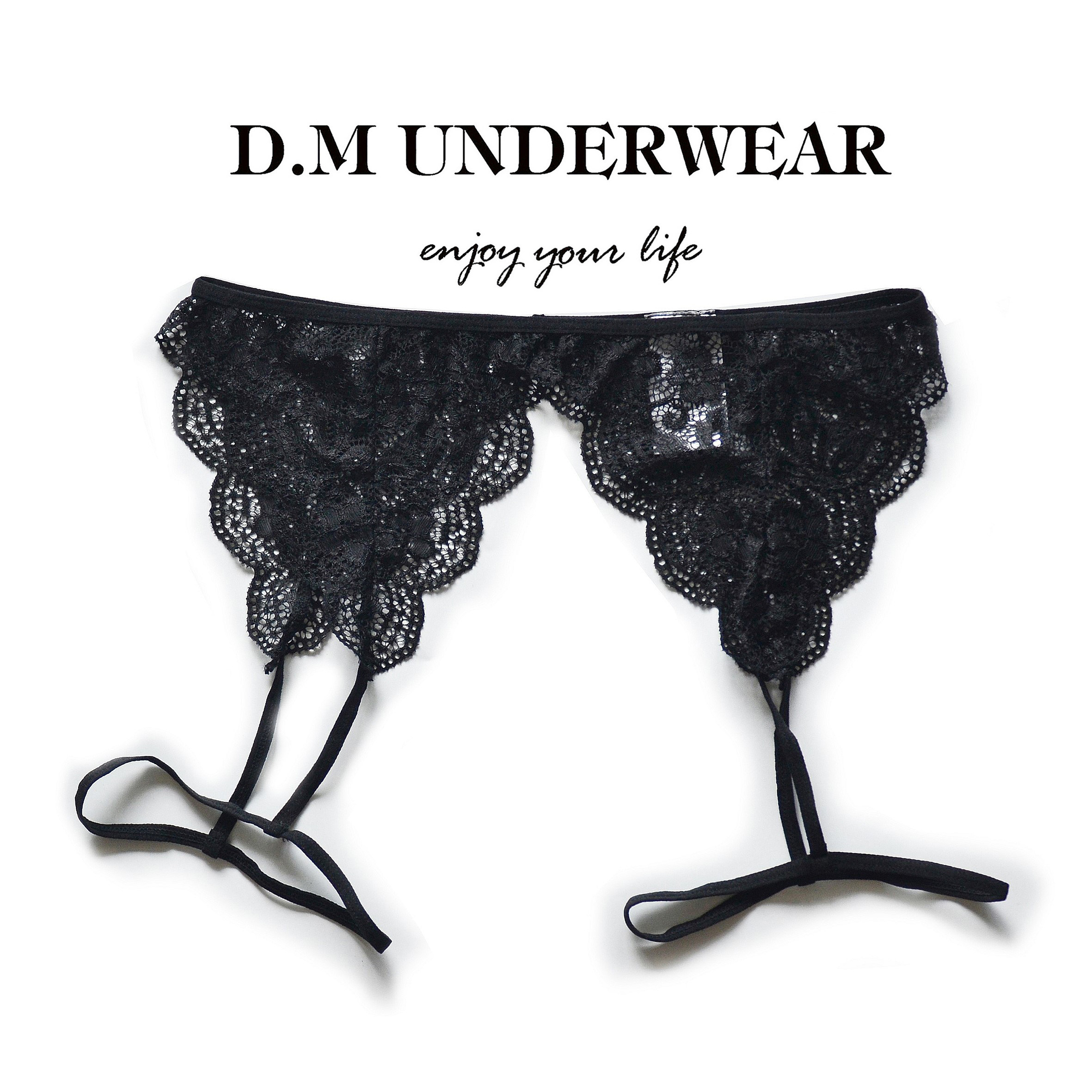 D.M男内裤性感情趣蕾丝网眼个性配件丁字裤透气吊带套腿诱惑镂空