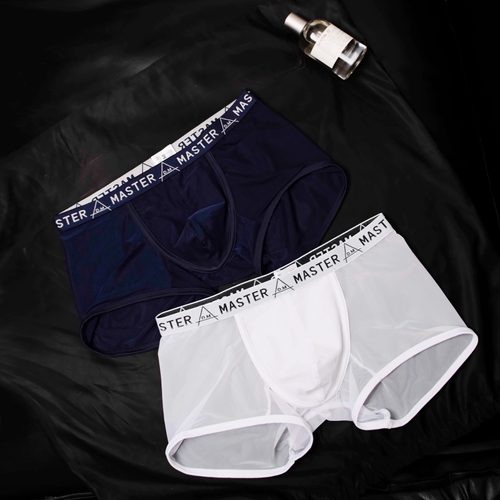 D.M男士内裤低腰网眼网纱透气情趣透明四角裤青年夏运动情趣商务