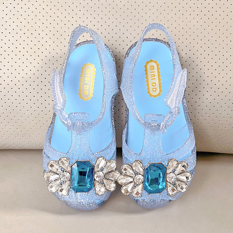 2026春夏新款儿童女童水钻冰雪公主凉鞋软底包头防滑宝宝果冻凉鞋