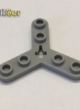 LEGO 乐高配件 带孔板 32125 4262978 浅灰 3叶带轴