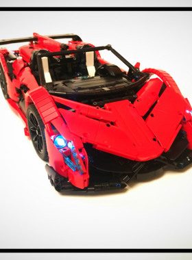 乐高科技 MOC零件包 兰博基尼  Veneno Roadster 遥控模型 红 白