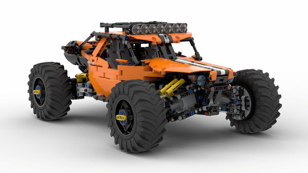 乐高科技 MOC零件包 4WD RC Buggy C1升级 遥控模型 橙 白 可改色