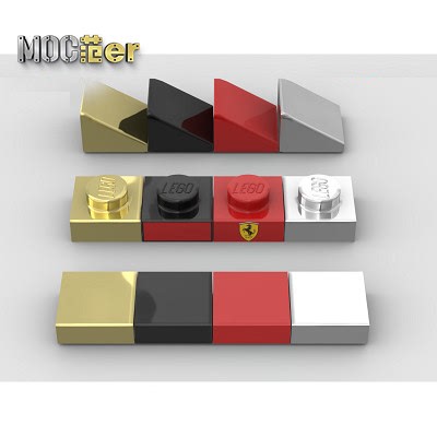 LEGO 乐高配件 3070 3024 54200 50746 1x1 印刷 电镀金银 法拉利