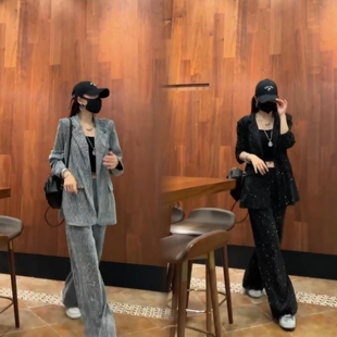2025春秋新款时尚气质百搭显瘦长袖外套女装新中式国风重工钻套装