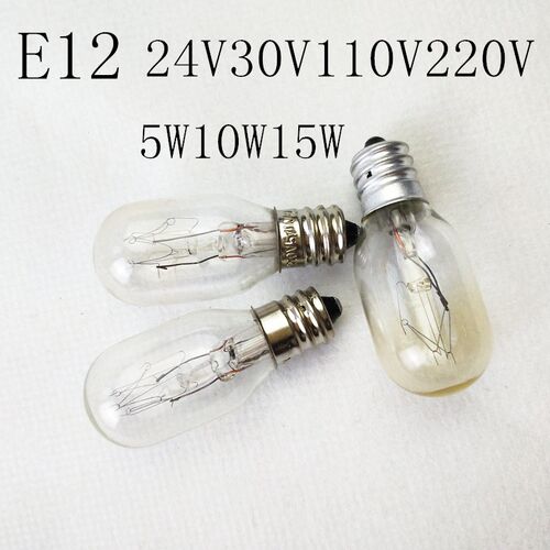E12小螺口灯泡220V110V30V24V12V3W5W10W15W螺口灯泡小夜灯床头灯