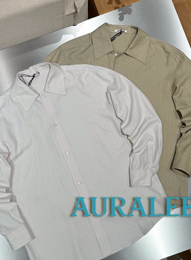 AURALEE官方授权 日本制 经典翻领羊绒混棉人字纹衬衫外套 SURGIR