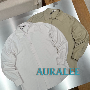 AURALEE官方授权 日本制 经典翻领羊绒混棉人字纹衬衫外套 SURGIR