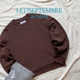7折 LE17SEPTEMBRE授权 麻灰棕栗两色经典刺绣LOGO细抓绒套头卫衣