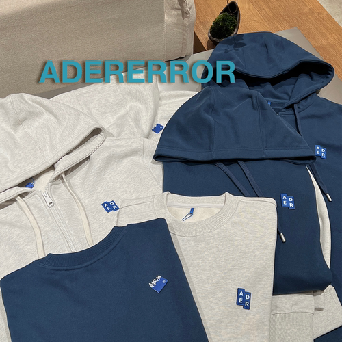 7折 ADER ERROR授权 多色俄罗斯方块LOGO贴布连帽开衫卫衣男女款