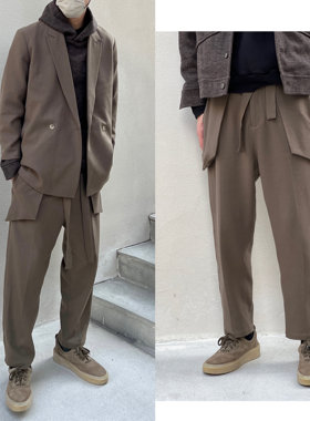 3折清仓 Arnodefrance 卡其棕立体口袋纯羊毛飘带西裤 SURGIR