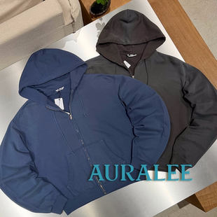 AURALEE官方授权 日本制 超长绒匹马棉短款拉链连帽卫衣 SURGIR