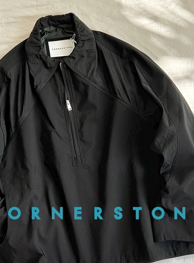 6折 CORNERSTONE官方授权 黑色简约半拉链拼接套头夹克外套