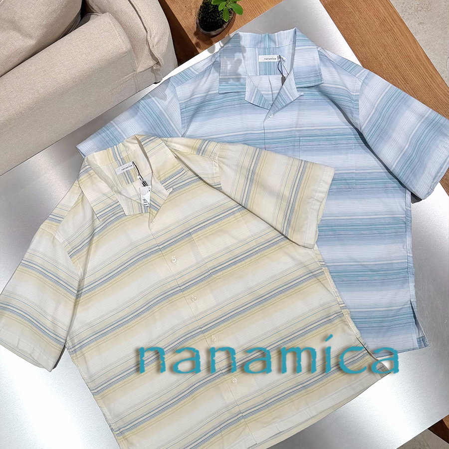 nanamica官方授权26SS 日本制 条纹拼色轻薄古巴领短袖衬衫图片