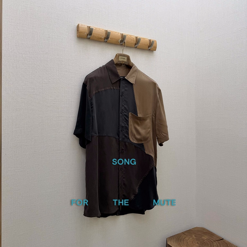 SONG FOR THE MUTE授权 SFTM 26.1 拼色不规则拼接铜氨丝短袖衬衫