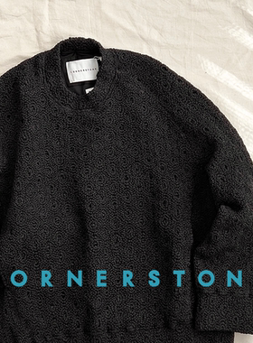 6折 CORNERSTONE官方授权 黑色日系肌理感提花套头卫衣  SURGIR